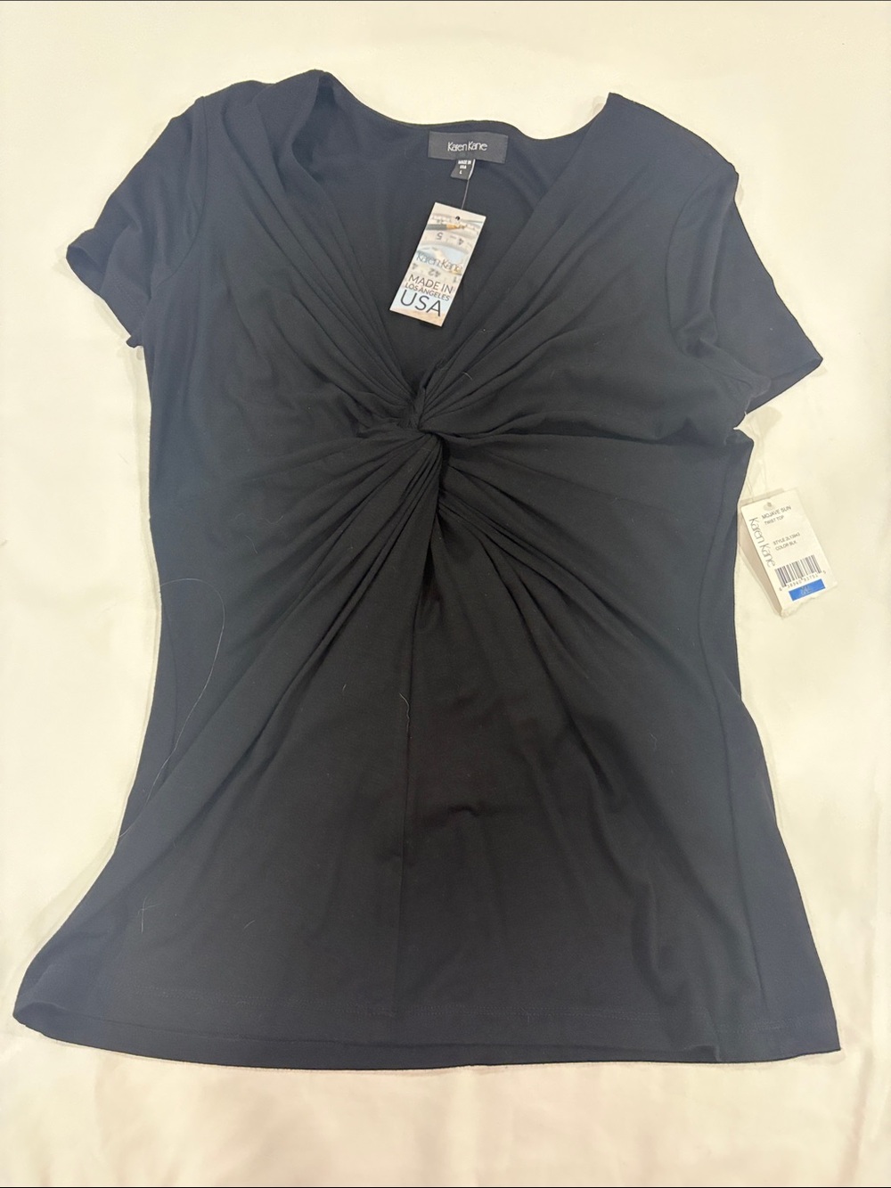 Karen Kane Black Twist-Knot Short Sleeve Tee